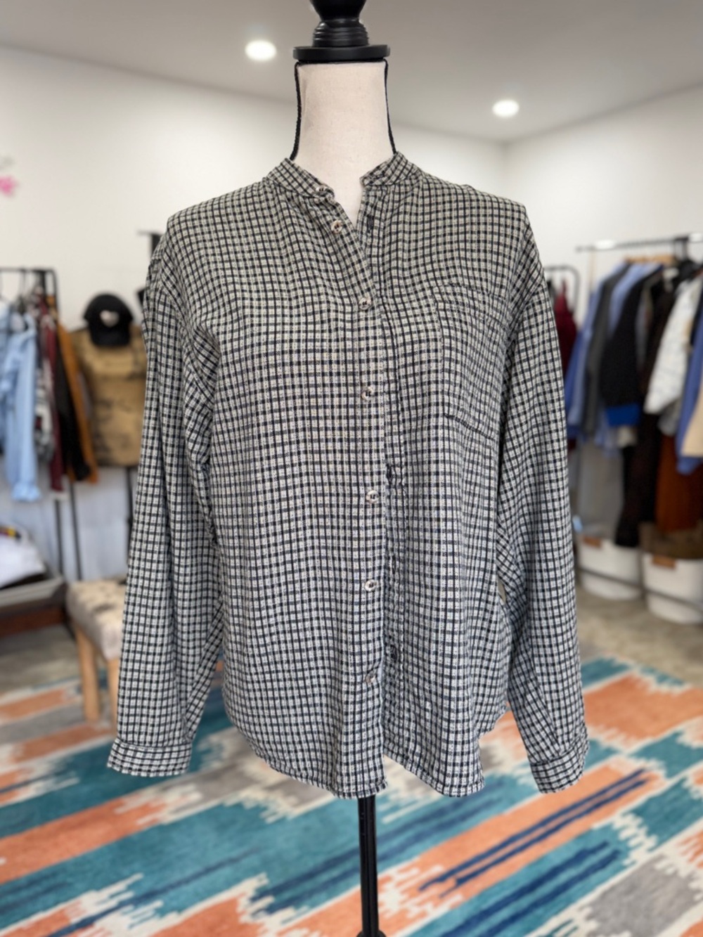 Vintage Cotton Check Button-Down Shirt